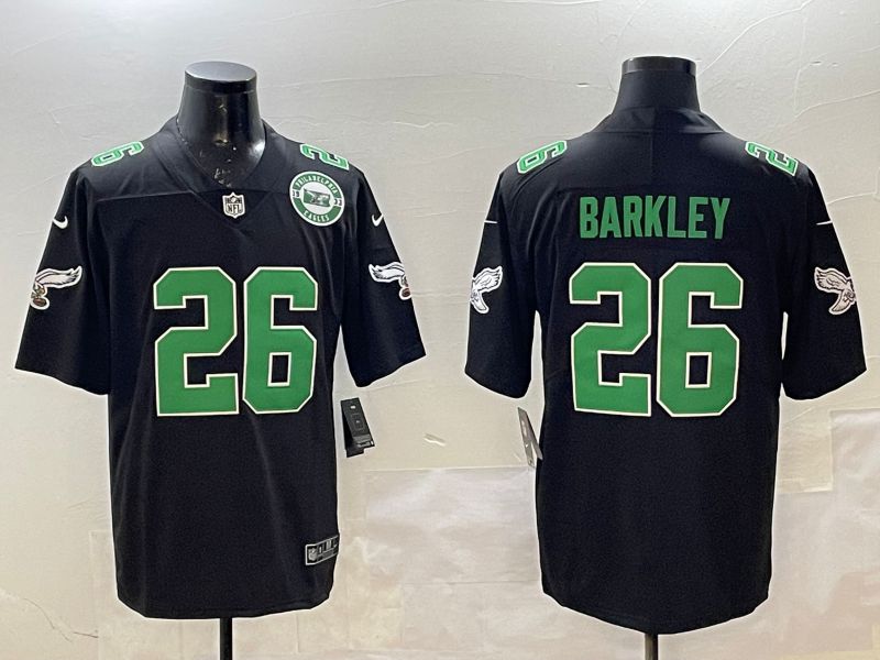 Men Philadelphia Eagles #26 Barkley Black green Throwback 2025 Nike Limited NFL Jersey style 5->philadelphia eagles->NFL Jersey